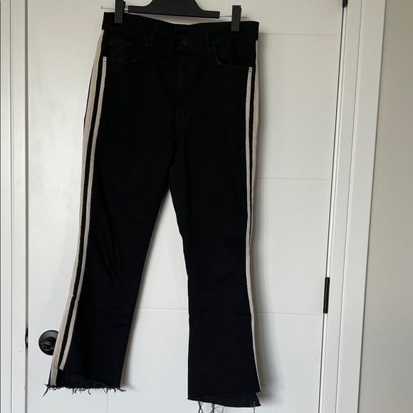 MOTHER Black Jeans with Cream Stripe - Picture 1 of 3